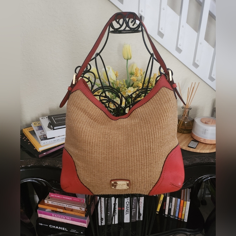 Michael Kors straw shoulder bag